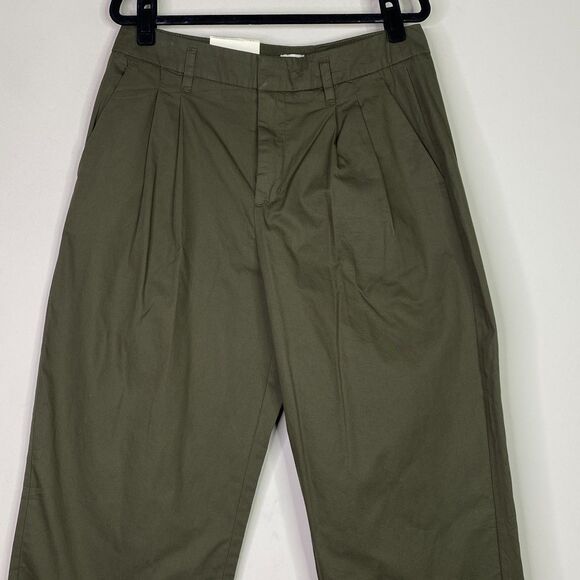 New A New Day Green High Rise Pleat Front Wide Leg Chino Pants Women's Size 8 - Picture 5 of 9